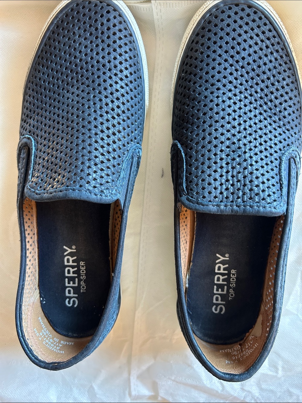 Sperry Perforated Slip-On Loafers in Navy Blue